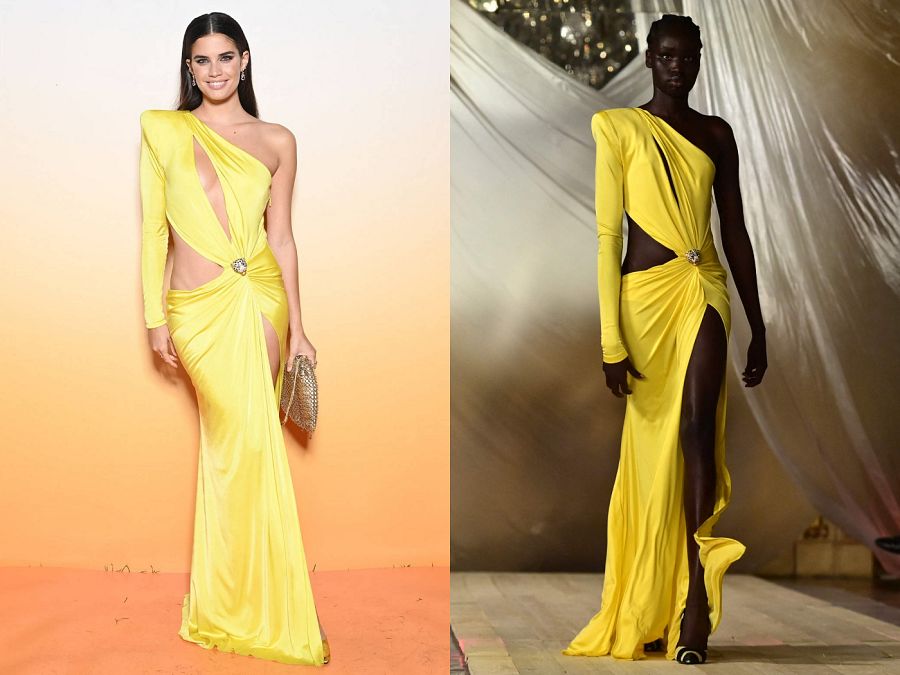 Sara Sampaio con un vestido de Roberto Cavalli