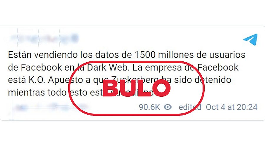 Publicación que afirma que se venden los datos de usuarios de Facebook y Zuckerberg está detenido