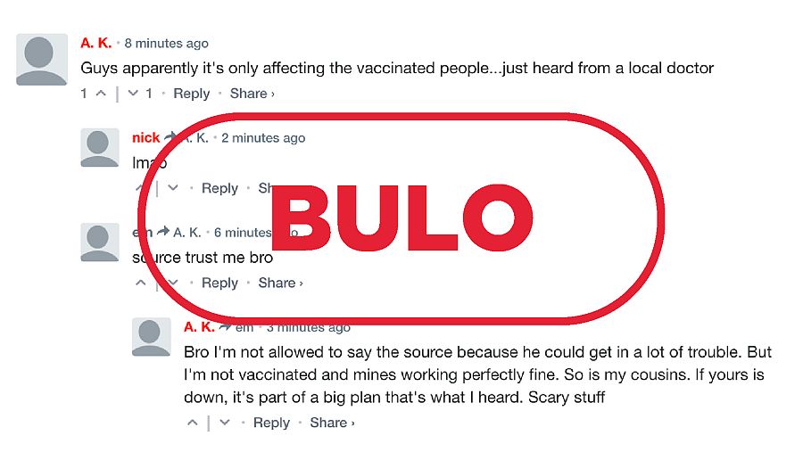 Una de las publicaciones que relaciona el apagón de Facebook con las vacunas contra la COVID-19