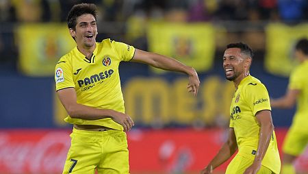 Gerad Moreno celebra el gol anotado ante Osasuna.