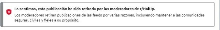 Mensaje en Reddit advirtiendo a sus usuarios que ha retirado el vídeo falso de la plataforma