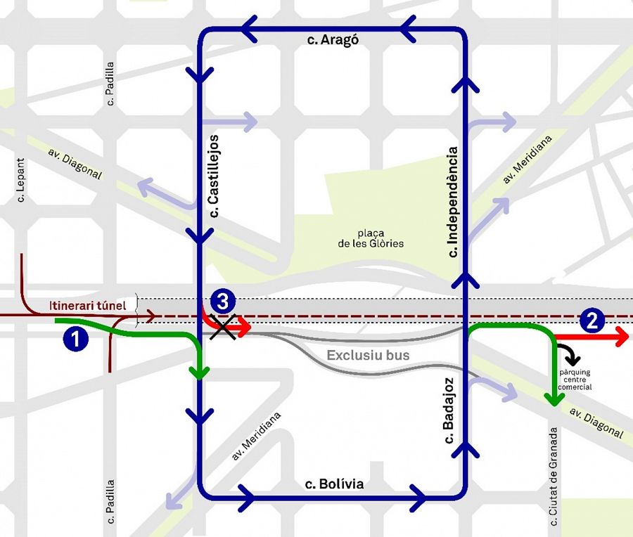 Nou esquema de mobilitat a la zona de les Glòries | Ajuntament de Barcelona