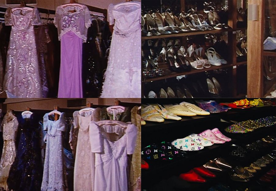 La colección de vestidos y zapatos de Imelda Marcos fotografiada el día de la toma de su Palacio