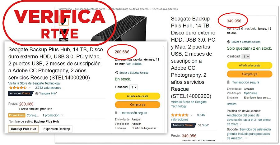 Cambio de precio en pocos días en un disco duro