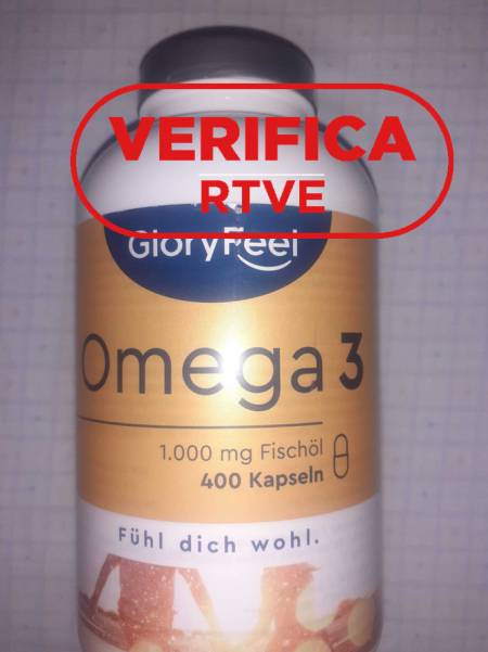 Frasco de pastillas de Omega 3 con sello Verifica