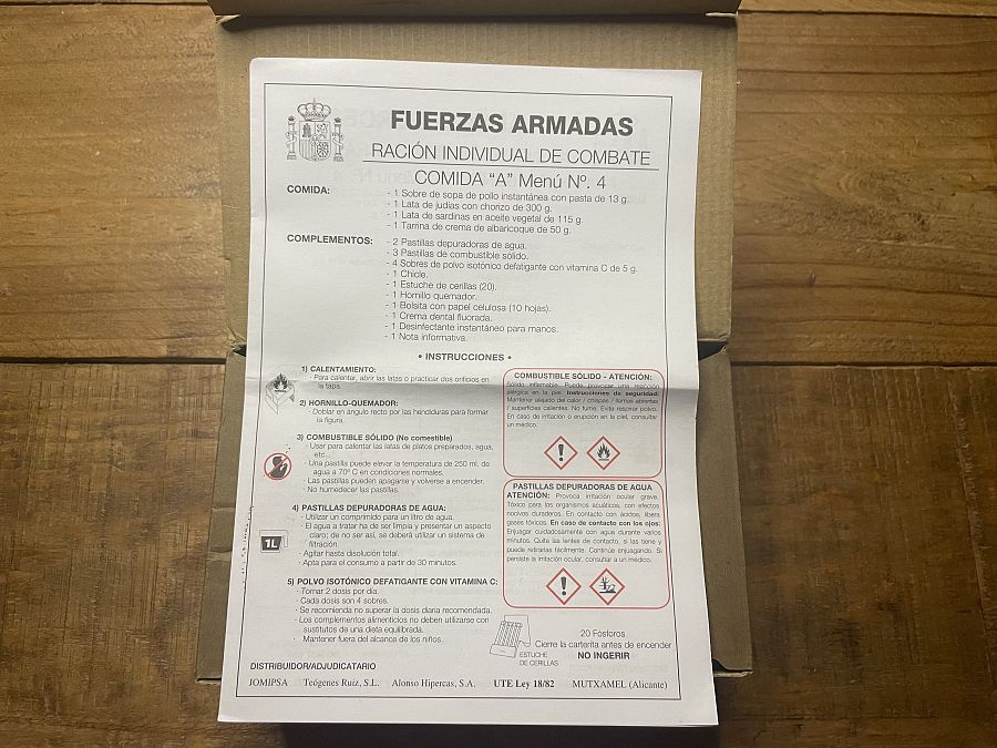 Instrucciones de comida de combate
