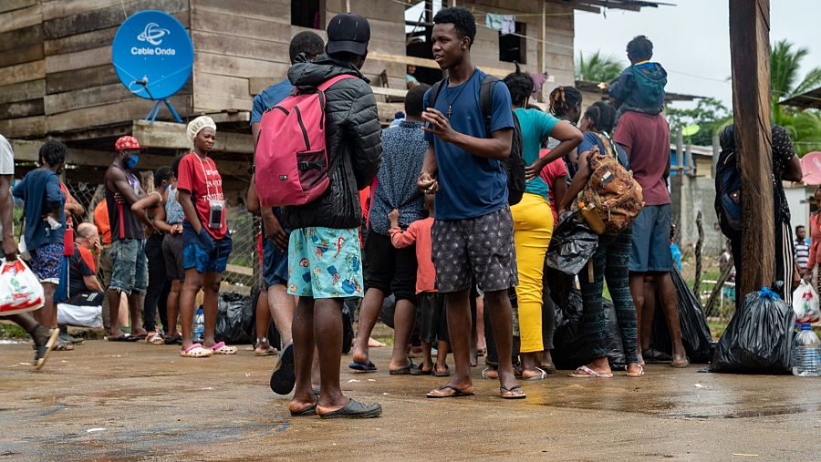 Un grupo de migrantes en Bajo Chiquito, Panamá