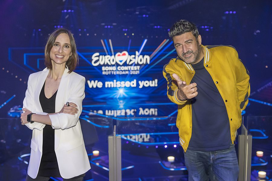 Julia Varela y Tony Aguilar en el pasado Eurovisión