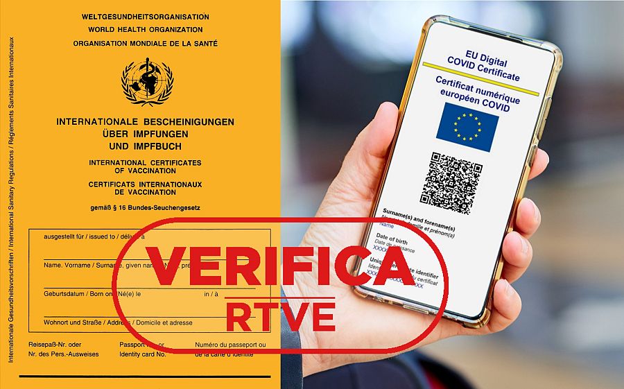 2 muestras de pasaportes de vacunación a lo largo de la historia con sello VerificaRTVE