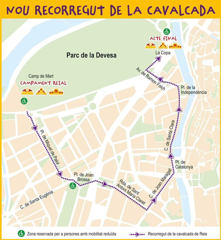 Recorregut de la cavalcada de Reis a Girona