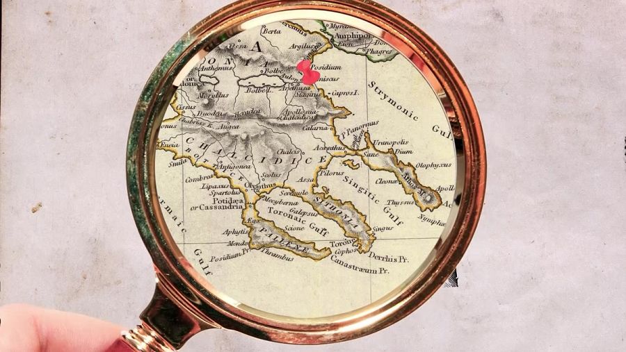 Mapa en el que se señala Estagira (Macedonia), el pueblo donde nació Aristóteles