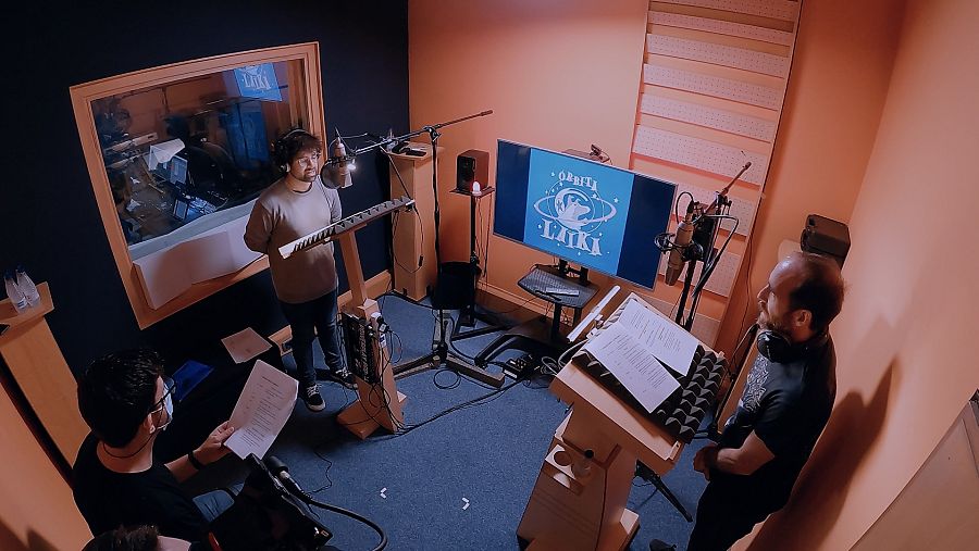 Eduardo y Moure, durante la grabación