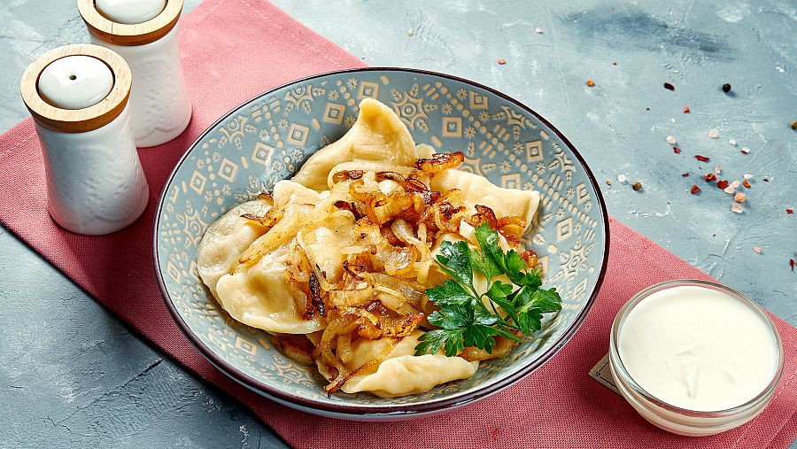 Dumplings con tocino frito