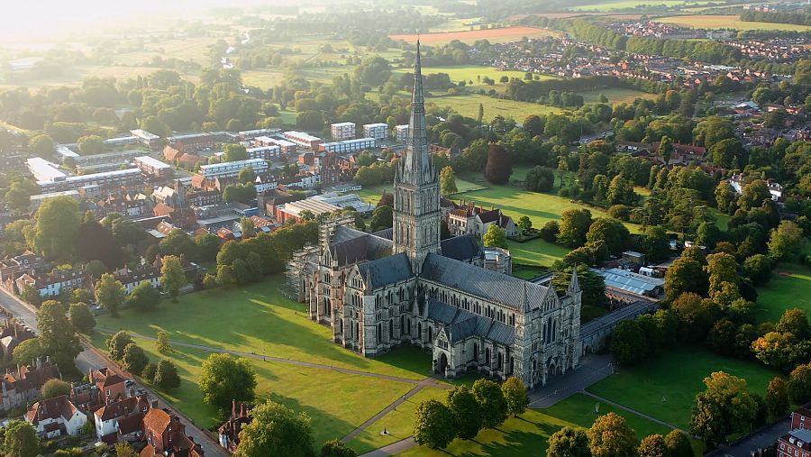 Vista aérea de la catedral de Salisbury