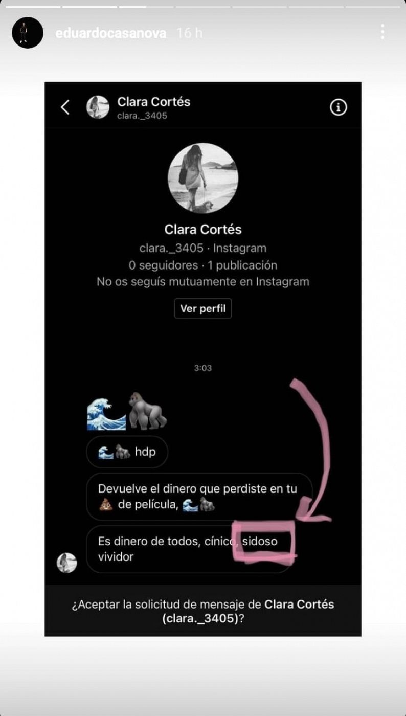 Eduardo Casanova recibe insultos homófobos en Instagram