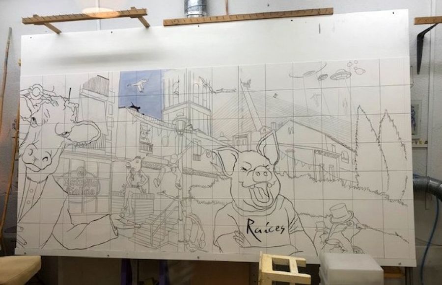 Proceso de creación del mural cerámico de Raíces, el restaurante de Carlos Maldonado