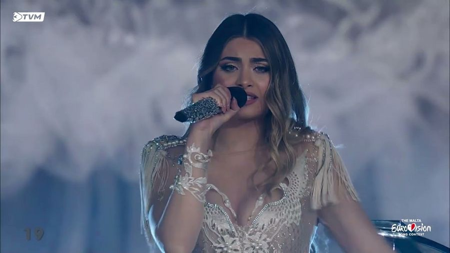 La maltesa Emma durante su actuación en la final del MESC 2022