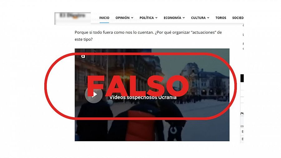 Captura de pantalla del medio que publica un vídeo descontextualizado con el sello: Falso