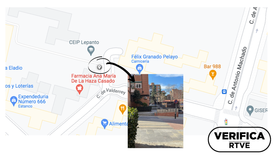 Geolocalización del lugar donde se ubica el presunto sospechoso de los intentos de secuestro, con el sello VerificaRTVE