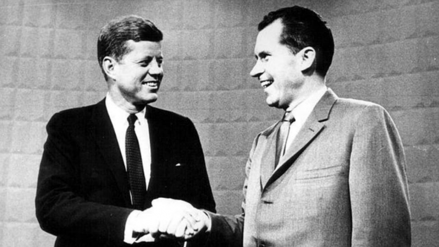 John F. Kennedy y Richard Nixon en su primer debate electoral en televisión