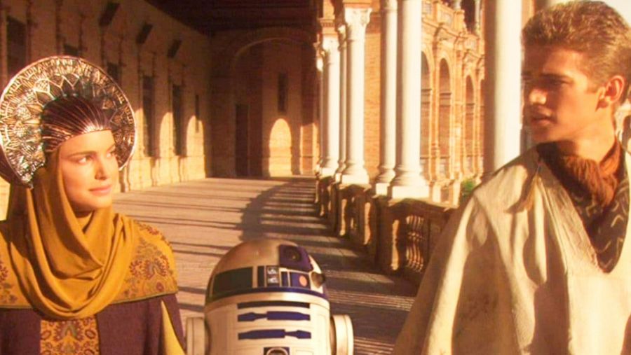 Escena de 'Star wars: Episodio II' rodada en la plaza de España de Sevilla