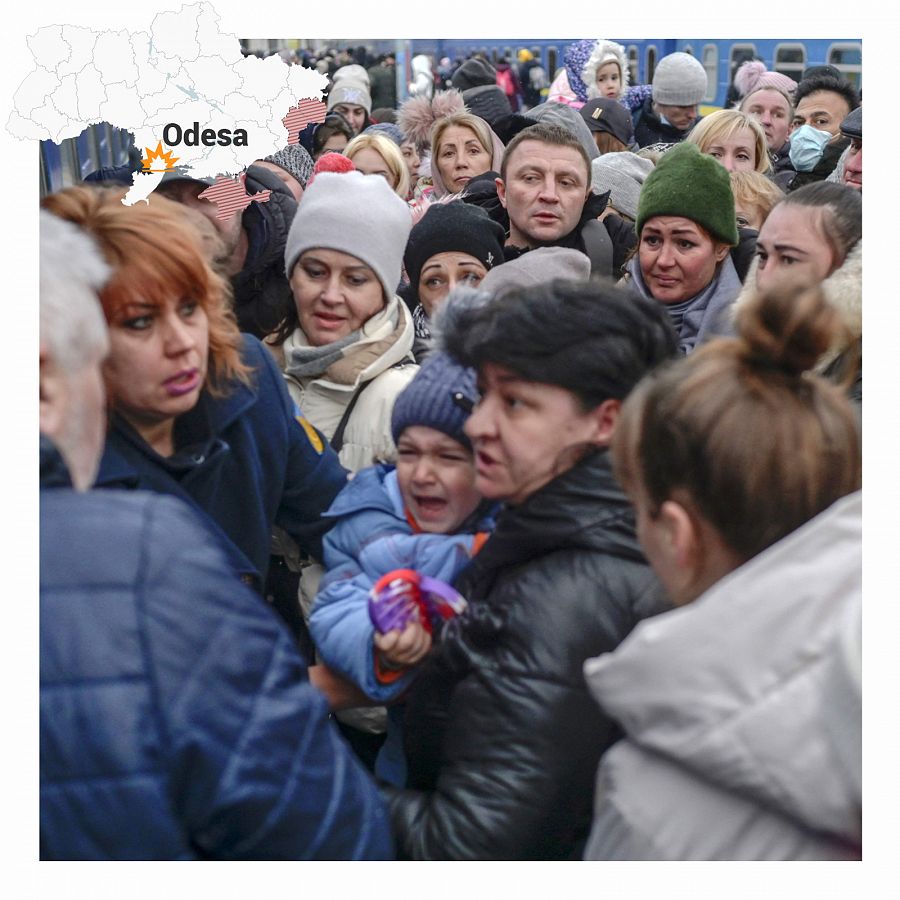 Guerra en Ucrania: Civiles en Odesa intentan subir a un tren para salir de la ciudad (7 marzo)