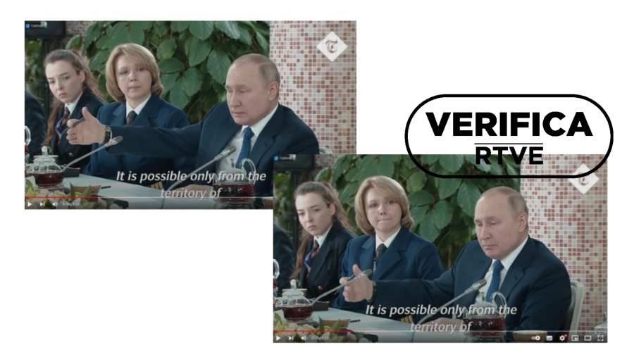 Dos capturas del vídeo de alta resolución, junto con el sello de VerificaRTVE en negro.