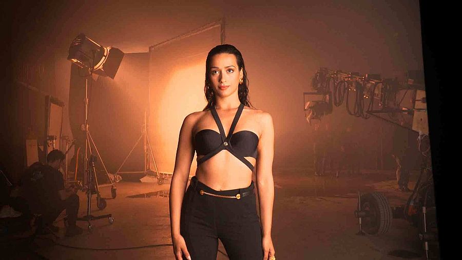 Chanel Terrero durante la grabación del videoclip de 