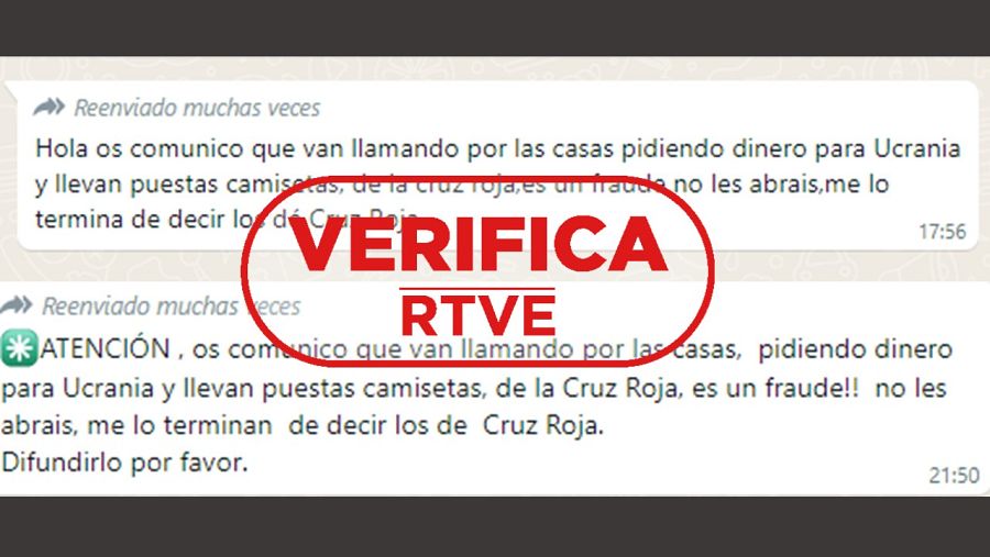 Mensajes que se están compartiendo por Whatsapp advirtiendo de lo ocurrido con el sello VerificaRTVE