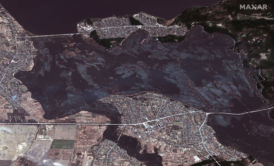 Imagen de satélite en alta resolución de la inuncación facilitada por la empresa Maxar