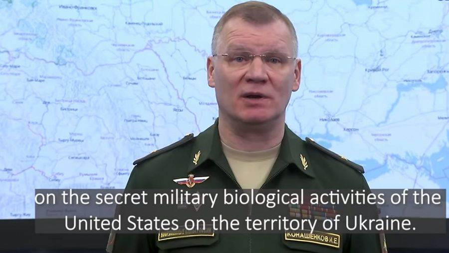Portavoz Ministerio de Defensa Rusia denuncia, sin pruebas, perparación de armamento biológico en Ucrania