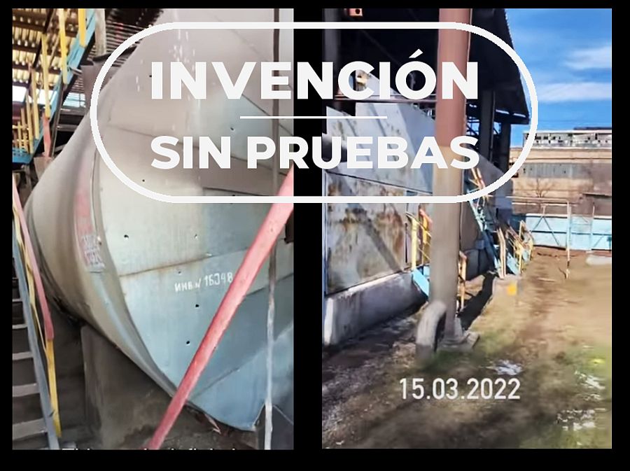 Imágenes video sobre depósitos de amoníaco con sello invención sin pruebas
