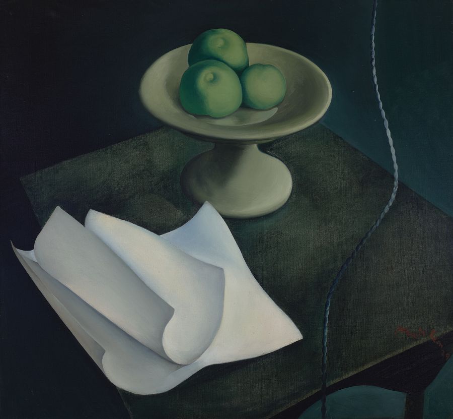 Alfonso Ponce de León, 'Bodegón de un frutero y un papel', 1929