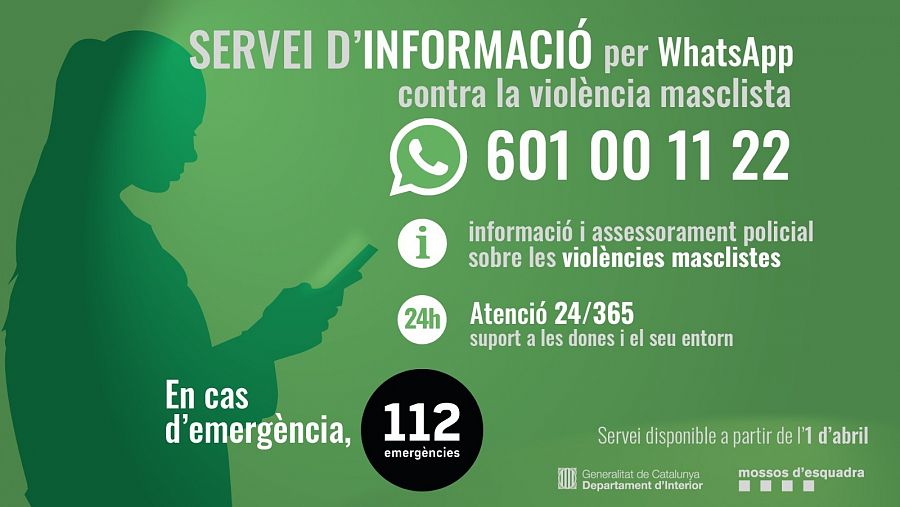 Línia d'atenció a les víctimes de violència masclista a través de whatsapp