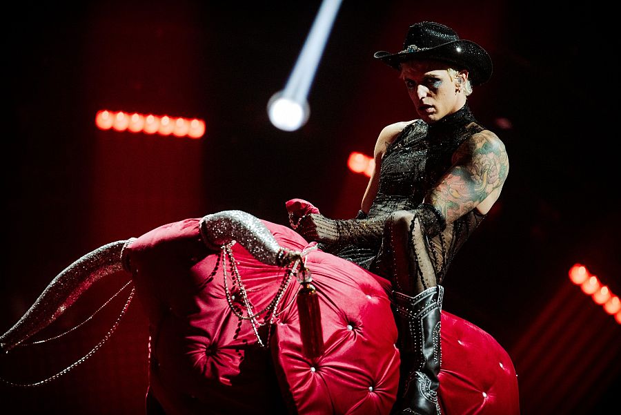 Achille Lauro en el primer ensayo de San Marino de Eurovisión 2022