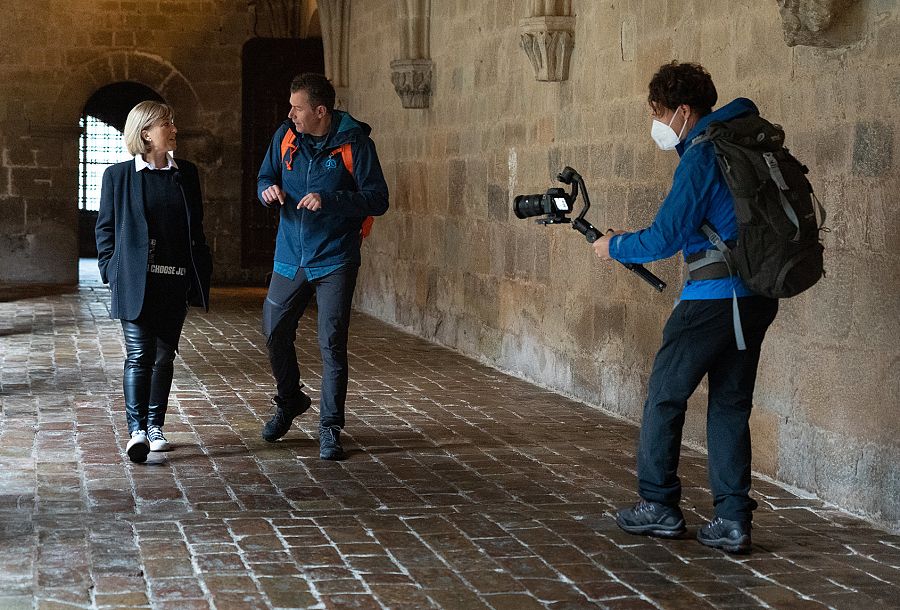 Grabando en el Monasterio de Veruela con la guia Noelia del Río
