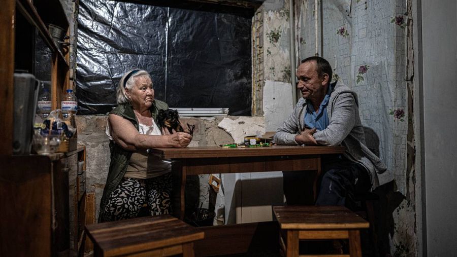 Halyna en casa de su hijo en Bucha, que también sufrió daños durante la ocupación.