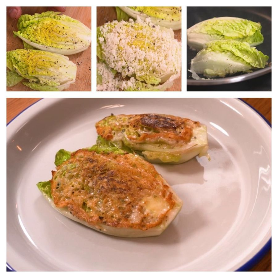 Cogollos a la brasa cubiertos de queso