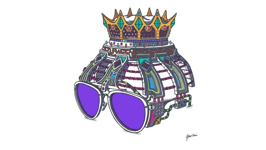 Unas gafas con una corona dibujadas en ordenador.