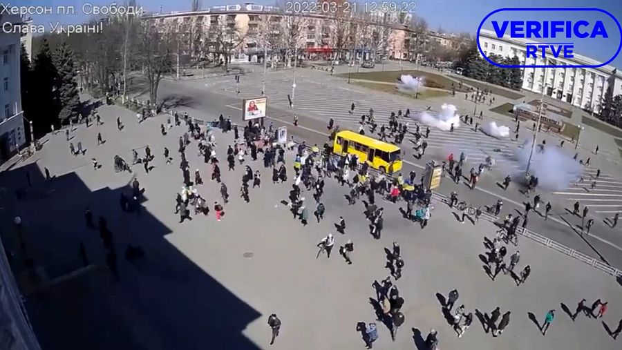 Cámara de seguridad en Jersón con el sello: VerificaRTVE