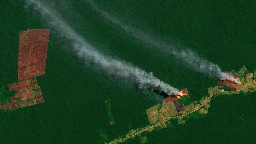 Vista aérea selva amazónica incendios