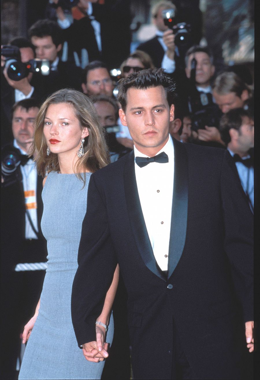 Johnny Depp y Kate Moss en Cannes (1997), durante su noviazgo