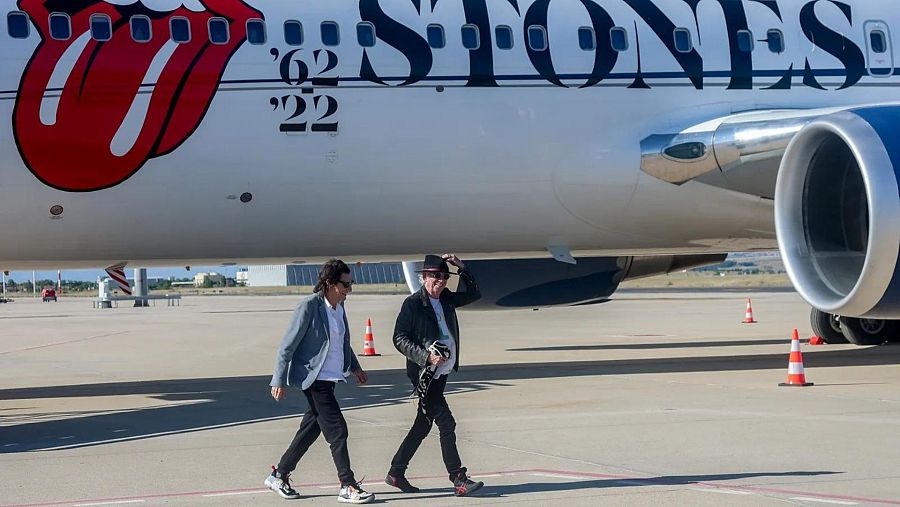 Mick Jagger y Keith Richards a su llegada a Madrid  (EFE)