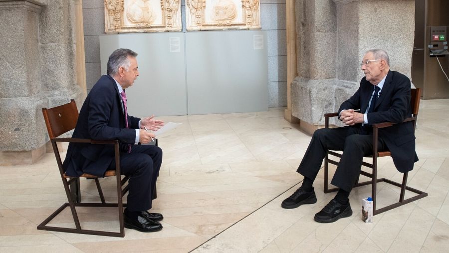 Javier Solana y Jenaro Castro durante la entrevista.