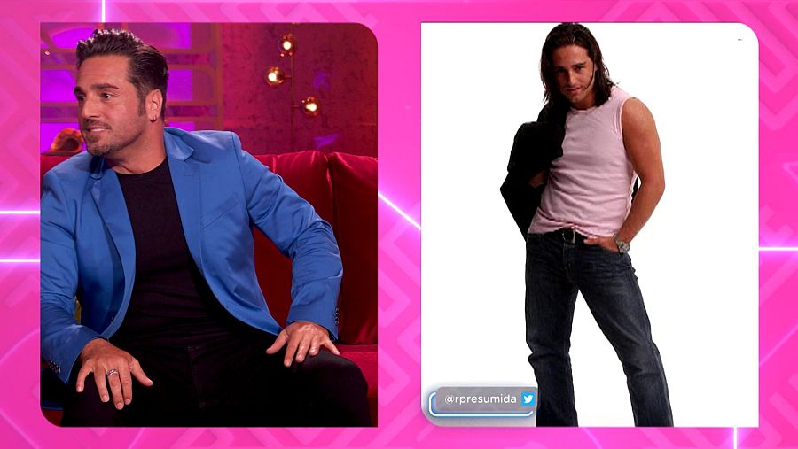 David Bustamante con melena, camiseta sin mangas y chaqueta al hombro