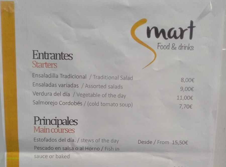 Cartel de la comida ofrecida en la cumbre de la OTAN