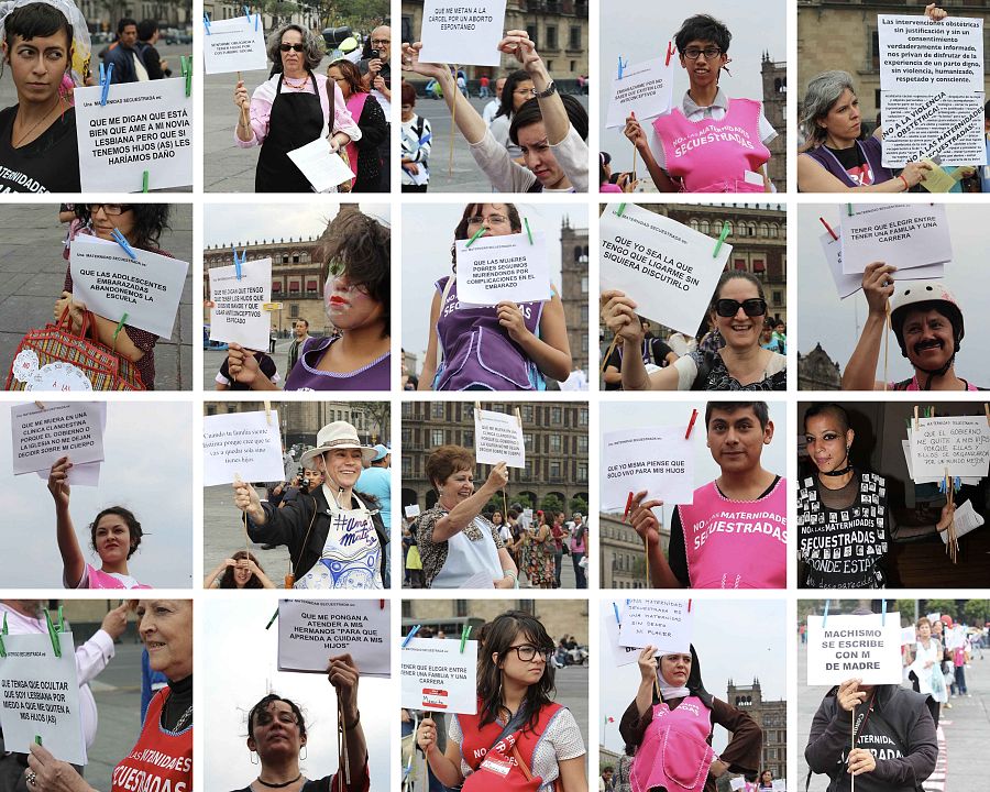 Imágenes de la performance sobre maternidad