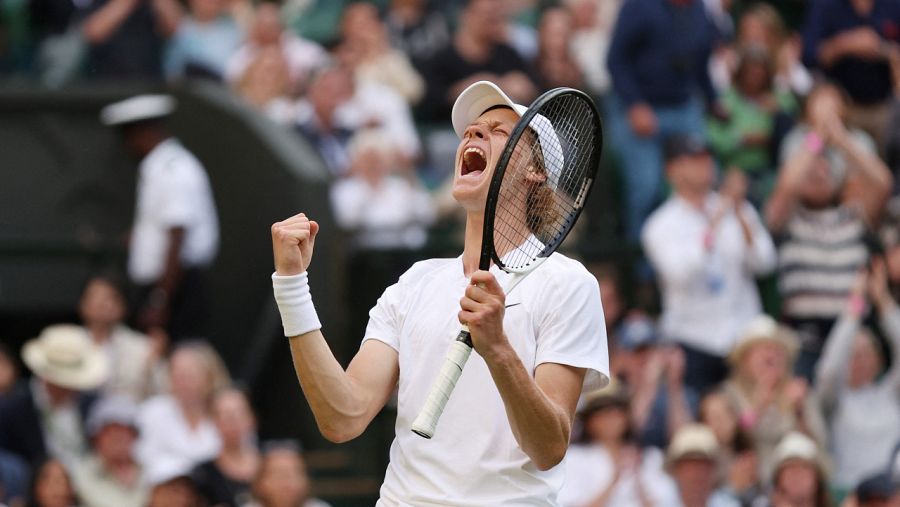 Imagen: Jannink Sinner celebra la victoria contra Alcaraz