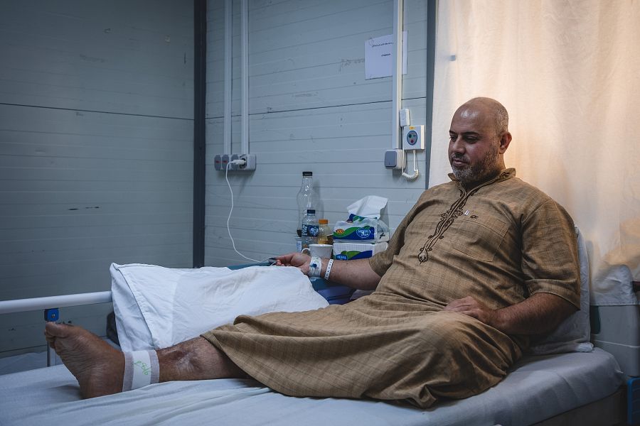 Faris Jassim, paciente de MSF en el hospital Al-Wahda de Mosul Este.