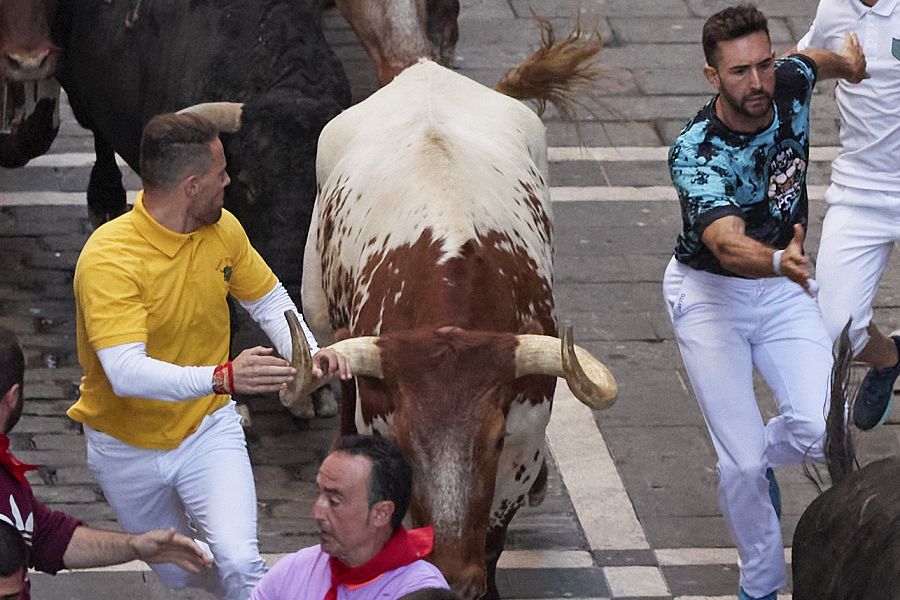 La manada se ha estirado a su paso por la calle Estafeta.